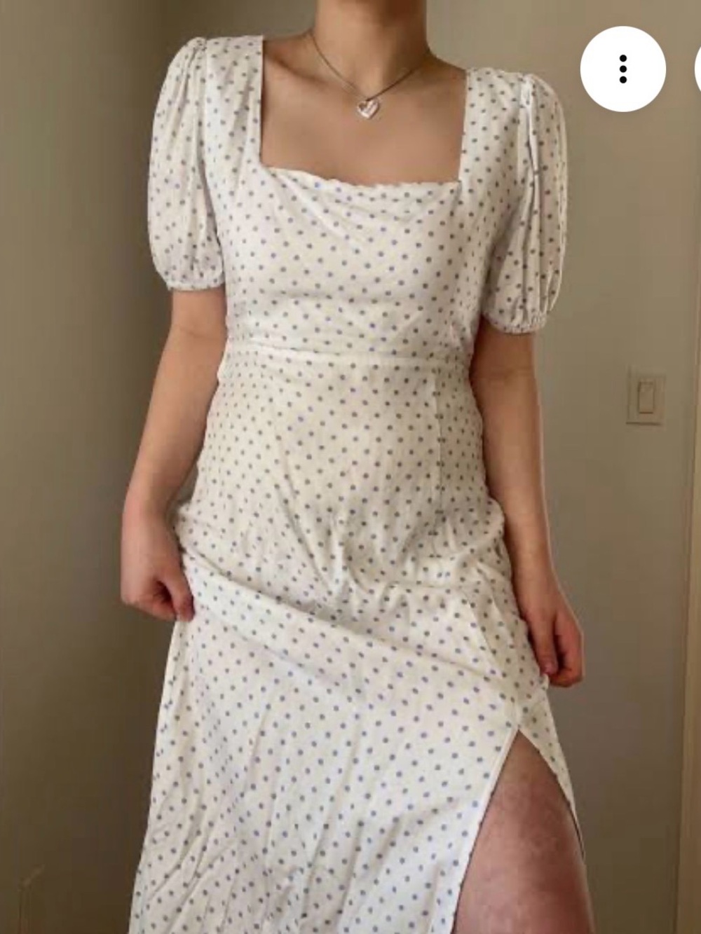 GB (Gianni Bini) White W/ Blue Polka Dot Dress.